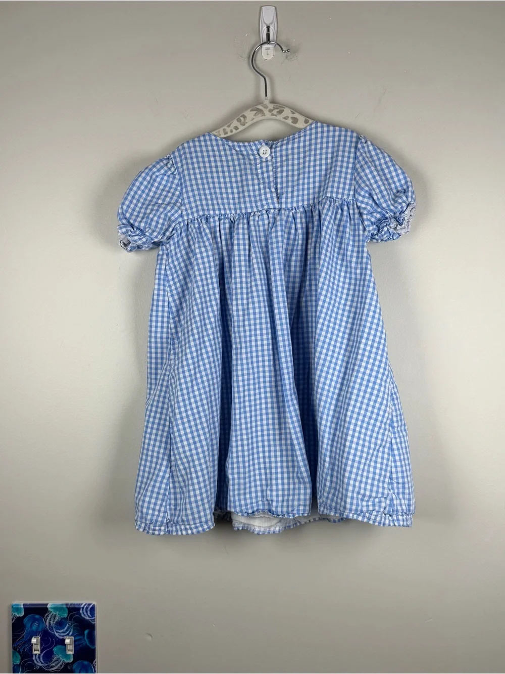 Honey Bean Blue White Gingham Seashell Embroidery Coastal Dress Beach Size 4